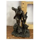Resin man and dog figure