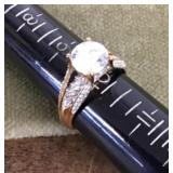 Sterling silver ring with clear stones