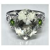 Sterling green amethyst & chrome diopside ring
