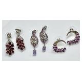 3 pair sterling silver gemstone earrings