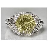 Sterling silver lemon quartz ring