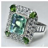 Sterling silver green fluorite & white zircon