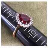 Sterling silver ring with red stone