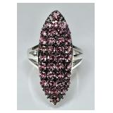 Sterling silver rhodolite garnet cluster ring