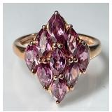 Rose gold over sterling silver rhodolite ring