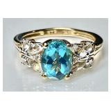 Gold over sterling blue zircon ring