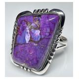 Sterling silver purple turquoise ring