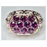 Rose gold over sterling rhodolite ring
