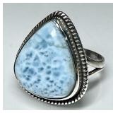 Sterling silver larimar ring