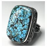 Large sterling silver turquoise ring