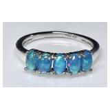 Sterling silver Miami blue welo opal ring