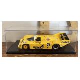 Race car model in display case