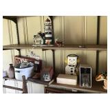 Collection of home decor, enamelware pan