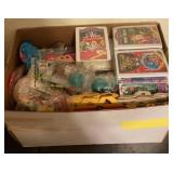 Box of giveaway toys