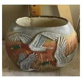 Mallard duck ceramic vase