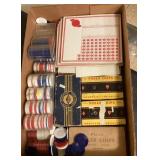 Group of poker chips and push boards