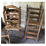 Ladderback chairs and wine rack