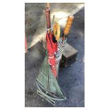 Sailboat umbrella stand and umbrellas