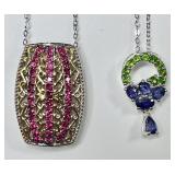 2 sterling silver gemstone necklaces