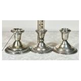 3 weighted sterling candle holders