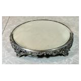 Cast metal 10" beveled vanity mirror