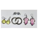4 pair sterling silver gemstone earrings