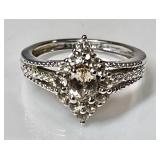 Sterling silver topaz zircon ring