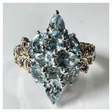 Sterling silver blue zircon ring