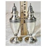 Pair of sterling silver salt & pepper shakers