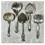 5 sterling silver nut spoons