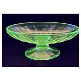 Green Depression uranium glass footed dish
