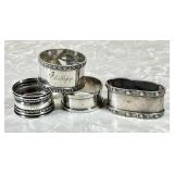 4 sterling silver napkin rings