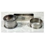 3 sterling silver napkin rings