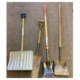 4 assorted shovels
