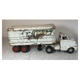 Vintage pressed steel toy truck and trailer 22"