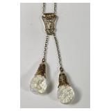 14k gold necklace with glass dangly balls