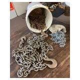 Bucket of chain with hooks