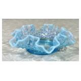 5.5" blue opalescent hobnail dish