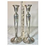 Pair of 10" weighted sterling candlesticks