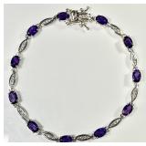 Sterling silver amethyst tennis bracelet