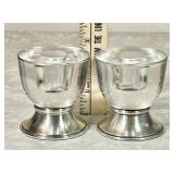 Lead crystal candle holders with sterling bases