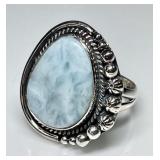 Sterling silver larimar ring