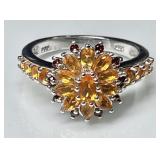 Sterling silver fire opal ring