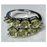 Sterling silver peridot bypass adjustable ring