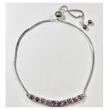 Sterling silver simulated pink diamond bracelet