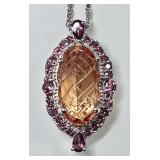 Sterling silver carved quartz necklace