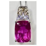Sterling silver pink tourmaline necklace