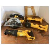 Group of DeWalt cordless tools -- no batteries