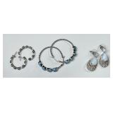 3 pair sterling silver gemstone earrings