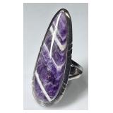 Sterling silver chevron amethyst ring